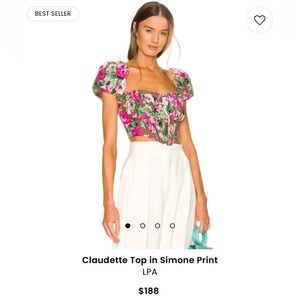 LPA Claudette Top in Pink and Green Floral Revolve